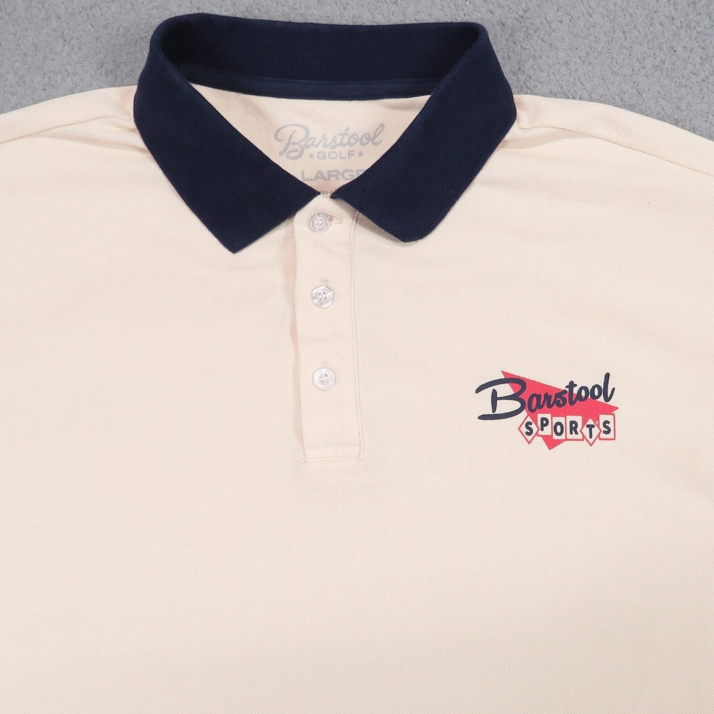 Barstool Sports Golf Polo Mens Large Beige Saturdays Are For The Boys Shirt
